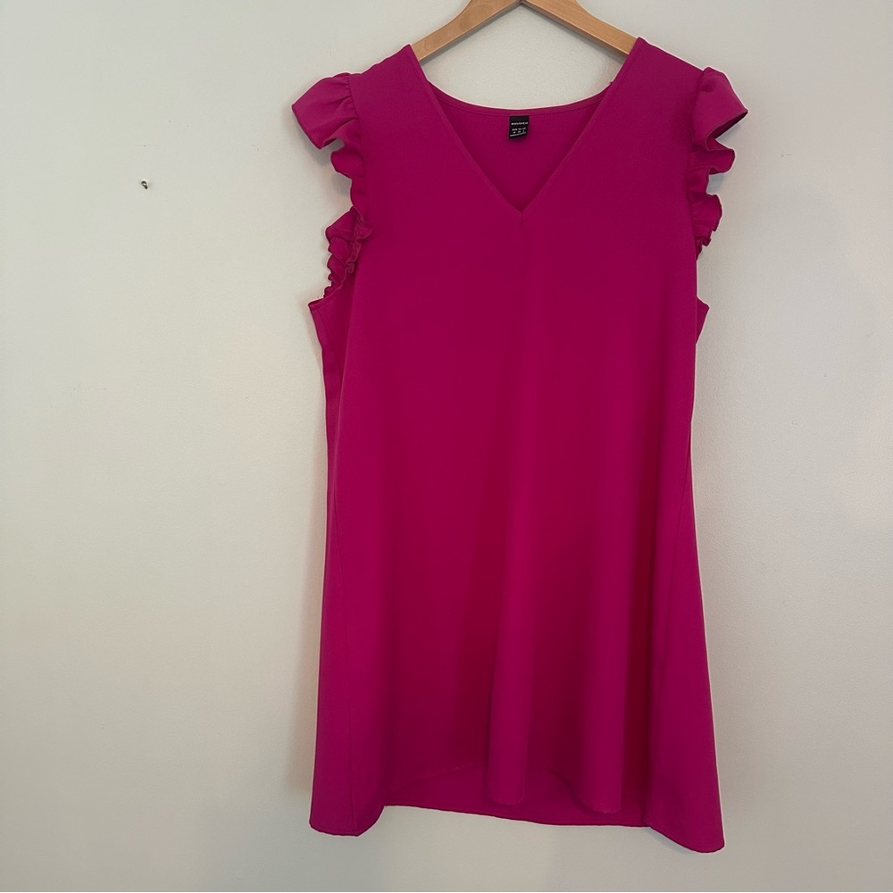 SHEIN Fuchsia V Neck Ruffle Sleeve Mini Dress Medium